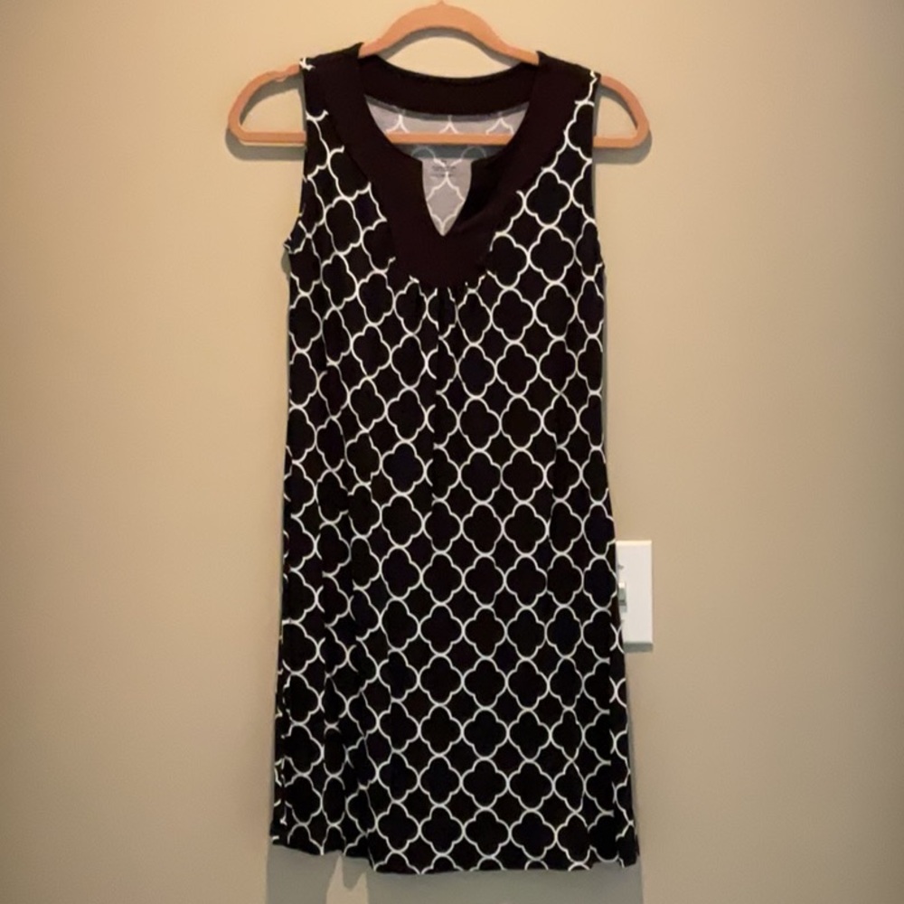 St. John's Bay Petite V-Neck dress in black and white